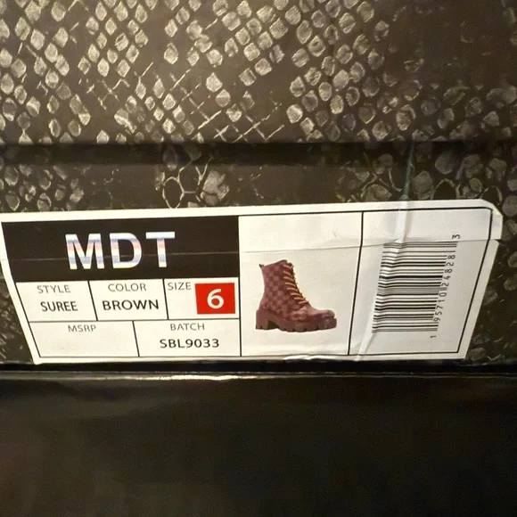 Checkered Brown Combat Boots by MDT Size 6 - Picture 7 of 8